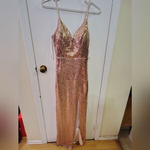 B. Smart Rose Gold Sequin Dress
